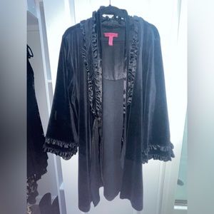 Betsey Johnson Black Velvet Robe Size L